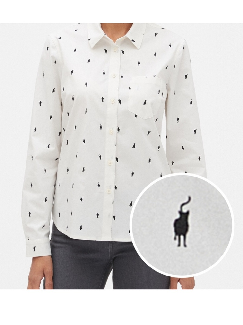 Cat Print - Banana Republic Button-Up Shirt - sz Large